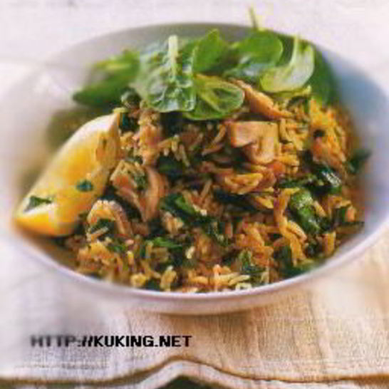 Рецепт плова со шпинатом, грибами и лимоном