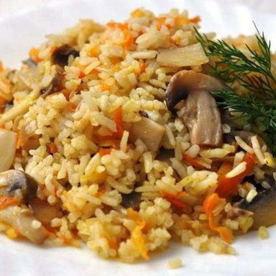 Рецепт вегетарианского плова с шампиньонами