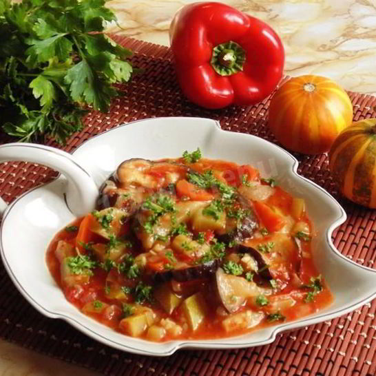 Рецепт овощного рагу с баклажанами на зиму