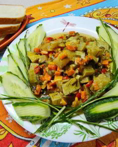 Овощное рагу с кабачками в мультиварке