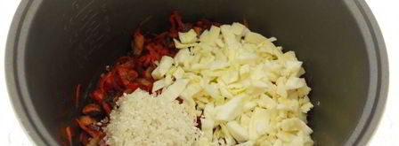 овощное рагу с рисом и шампиньонами в мультиварке. Шаг 3