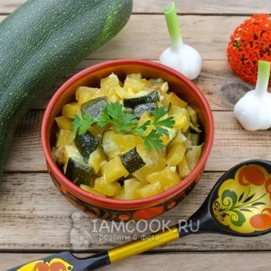 Рецепт постного рагу из кабачков с картошкой в мультиварке