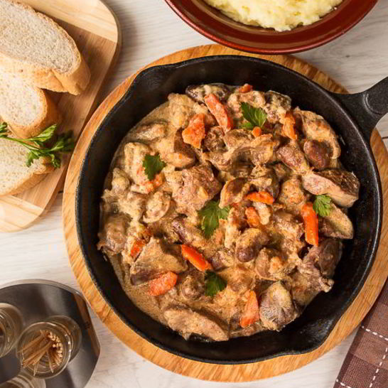 Рецепт рагу из ассорти куриных потрошков