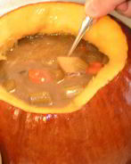 Рагу из говядины в печеной тыкве