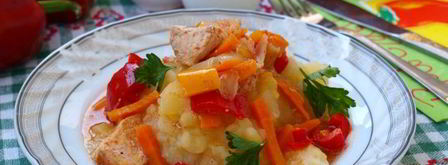 рагу из индейки с овощами в казане. Шаг 7