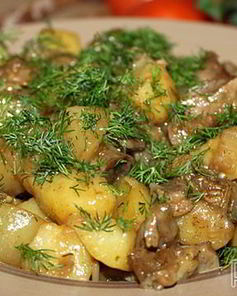 Рагу из куриных желудочков