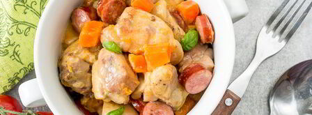 рагу из курицы с колбасками и тыквой. Шаг 8