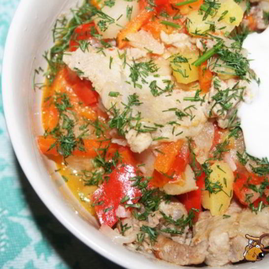 Рецепт рагу из свинины с овощами в мультиварке