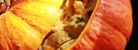 сливочно-грибное рагу с мясом в тыкве. Шаг 4