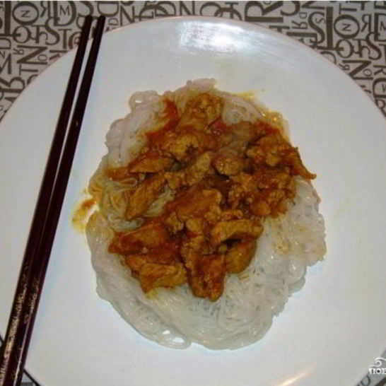 Рецепт рисовой лапши со свининой