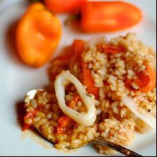 Рецепт ризотто с кальмарами и сладким перцем