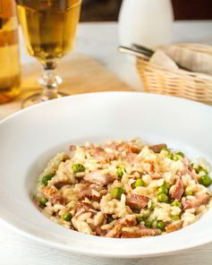 Ризотто с уткой и молодым горошком