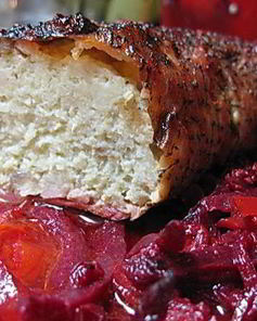 Фаршированная щука с тушеными овощами