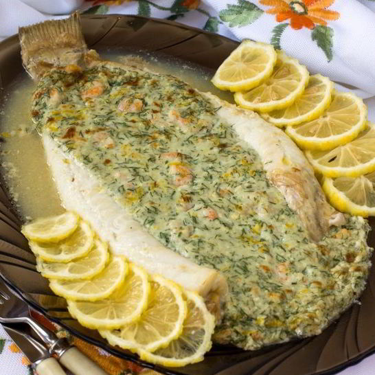 Рецепт камбалы, фаршированной креветками