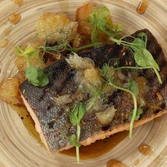 Рецепт карельской форели с соком помело и кабачками