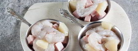 креветки с ананасами и ветчиной в духовке. Шаг 7