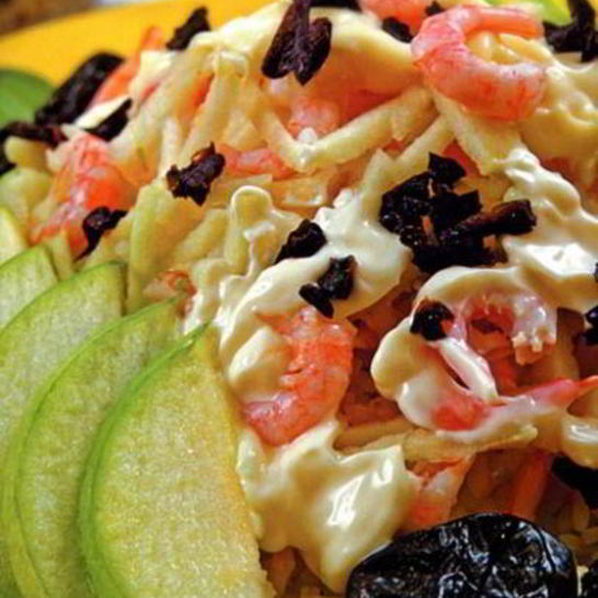 Рецепт креветок с рисом и черносливом