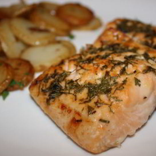 Рецепт лосося под укропным соусом