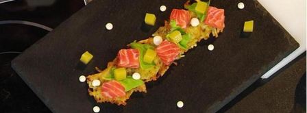 лосось с апельсиновым желе и картофелем рести. Шаг 12