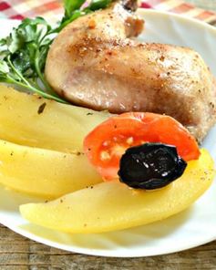 Цесарка в духовке с картофелем и черносливом
