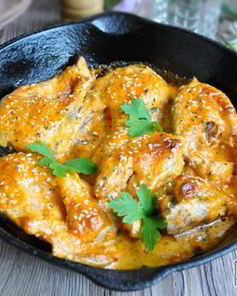 Запеченная горбуша с плавленым сыром и майонезом