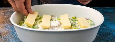 запеченный палтус с шампиньонами и горошком. Шаг 7