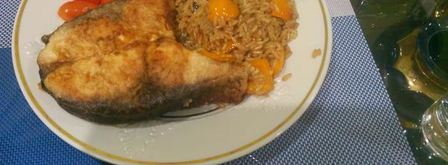 жаренная рыба с рисом в соевом соусе. Шаг 7