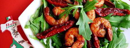 жареные креветки с руколой и вялеными помидорами. Шаг 6