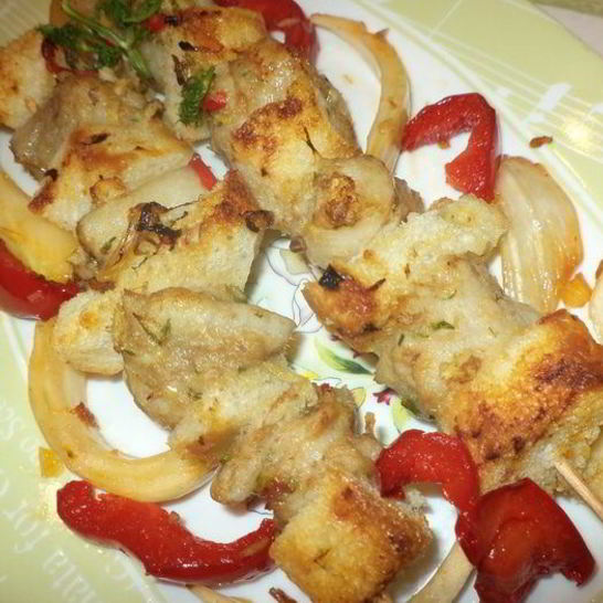 Рецепт хрустящих шашлычков с рыбкой