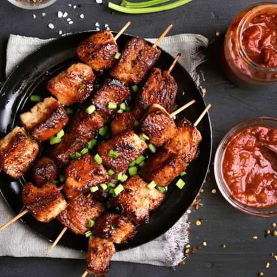 Рецепт свиного шашлыка с чили маринадом и горчицей на гриле