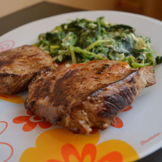 Рецепт стейка из говядины со шпинатом