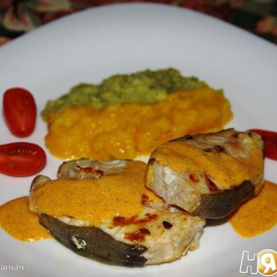 Рецепт стейков-гриля из зубатки под сливочным соусом