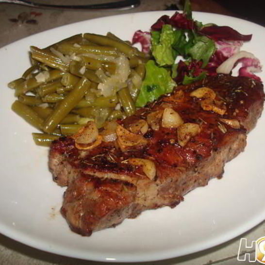 Рецепт стриплойна — стейка с зеленой фасолью