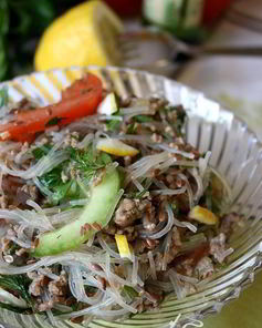 Стеклянная лапша с фаршем и овощами