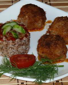 Тефтели с гарниром из гречки