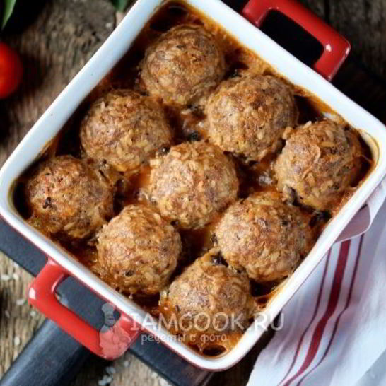 Рецепт тефтелей с рисом в духовке с подливкой