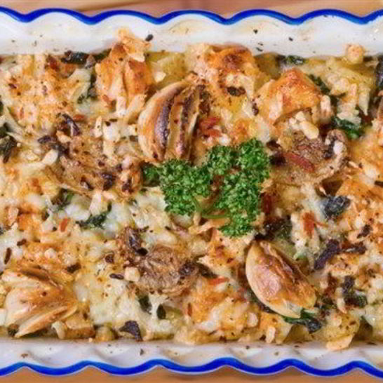 Рецепт запеченых ньокков с копченым окороком и цукини под сырным соусом