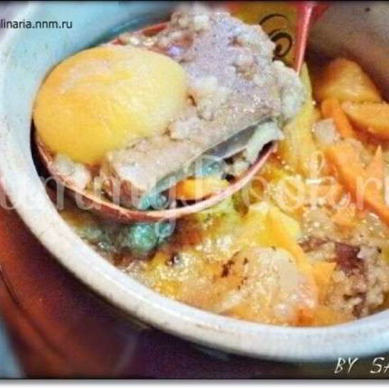 Рецепт жаркого из говяжьей печени с абрикосами