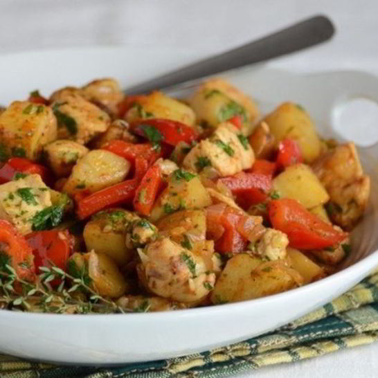 Рецепт жаркого из индейки на сковороде