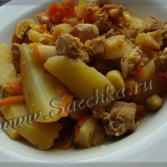 Рецепт жаркого из индейки с овощами в горшочке