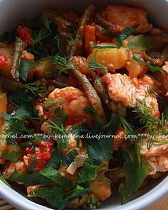 Жаркое из индейки со стручковой фасолью