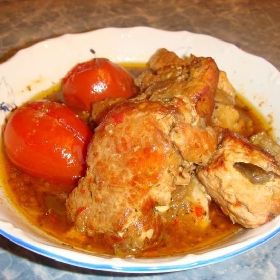 Рецепт жаркого из свинины с грибами и баклажанами