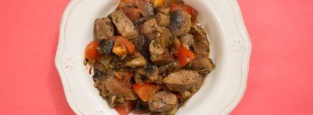 жаркое из свинины с острыми баклажанами и шампиньонами. Шаг 7