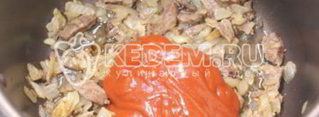 жаркое с грибами в томатном соусе из протертых помидоров. Шаг 6