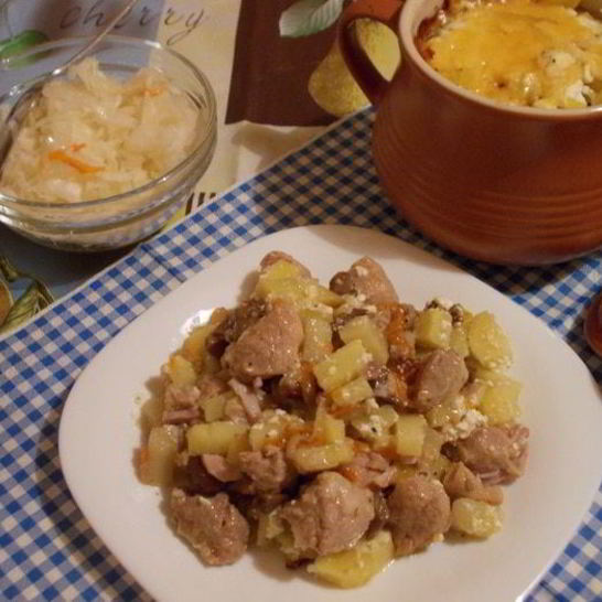 Рецепт жаркого со свининой и опятами