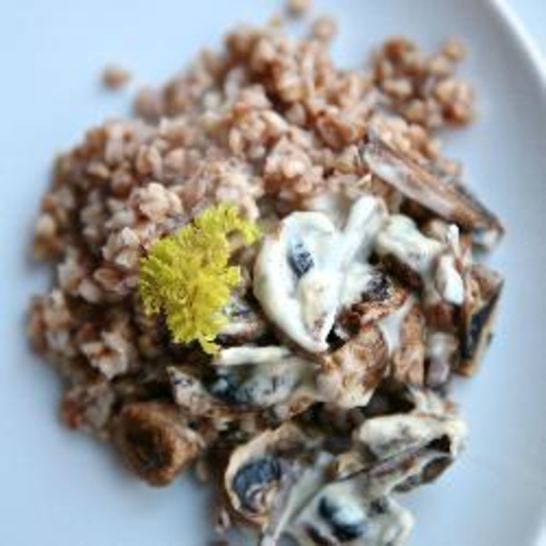 Рецепт гречки со сливочным грибным соусом