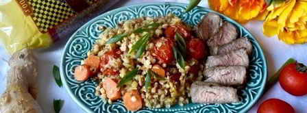 гречка в сливочно-имбирном соусе с мясом на гриле. Шаг 12