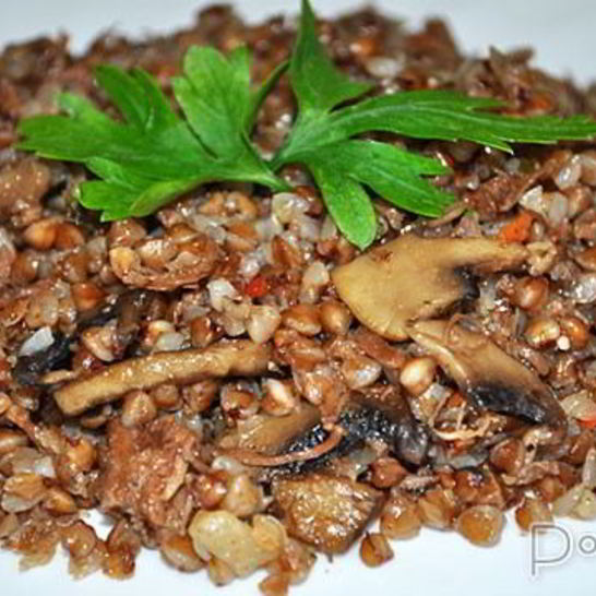 Рецепт каши гречневой с тушенкой и грибами вкусняшка