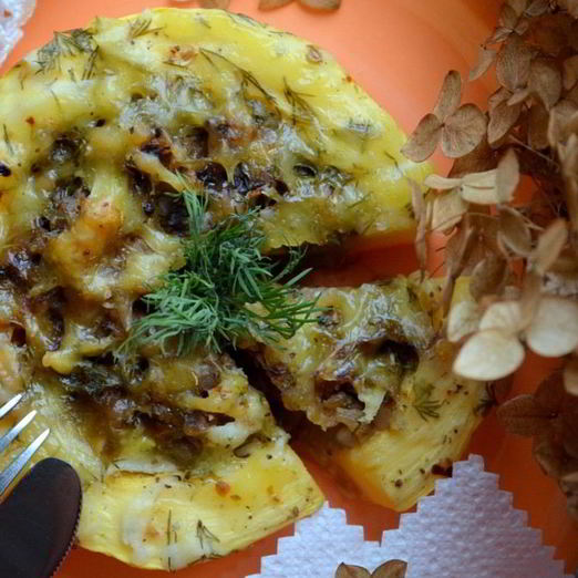 Грибная каша в кабачке