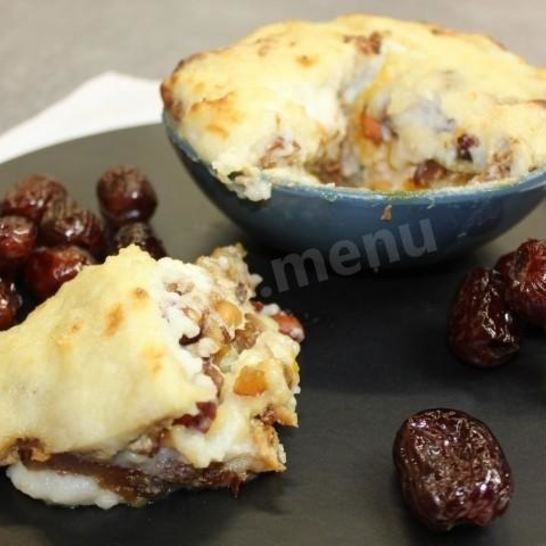 Рецепт гурьевской каши с арахисом, бананами, киви и сухофруктами